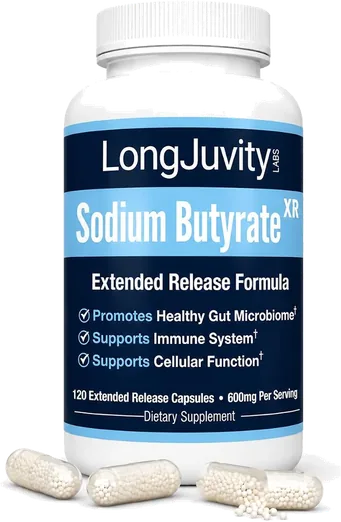 LongJuvity Sodium Butyrate 300mg (120 capsules)