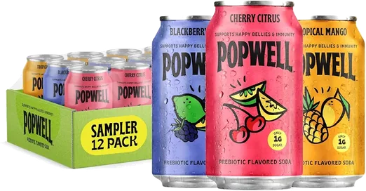 Popwell Prebiotic Soda Variety Pack (12 count)