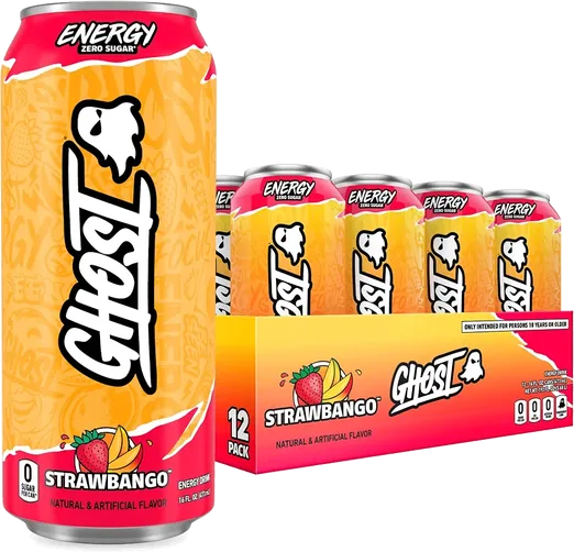 GHOST Strawbango Zero-Sugar Energy Drink (12 pack)