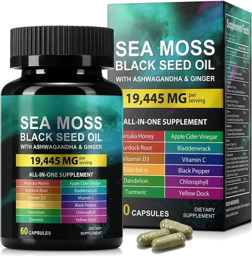 Sea Moss, Black Seed Oil & Ashwagandha Blend (60 capsules)