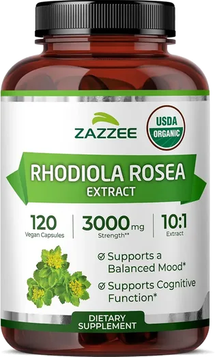 Zazzee Organic Rhodiola 10:1 Extract (120 capsules)