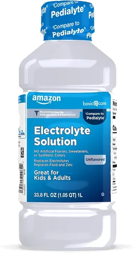 Amazon Basic Care Oral Electrolyte Solution with Zinc, Unflavored (33.8 fl oz)