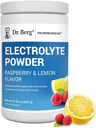 Dr. Berg Zero Sugar Electrolyte Powder, Raspberry Lemon (100 servings)