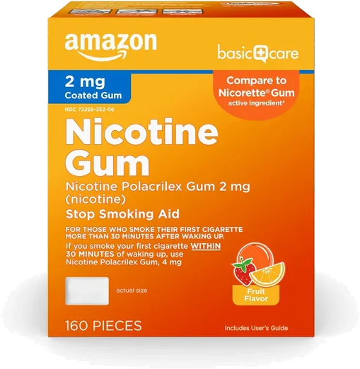 Amazon Basic Care Coated Nicotine Gum 2mg, Fruit (160 count)