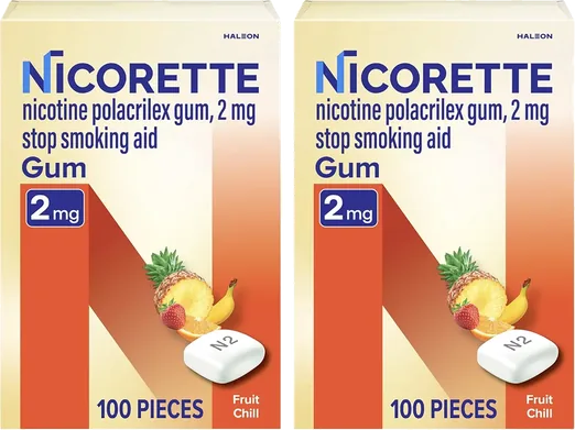 Nicorette Nicotine Gum 2mg, Fruit Chill (200 count)