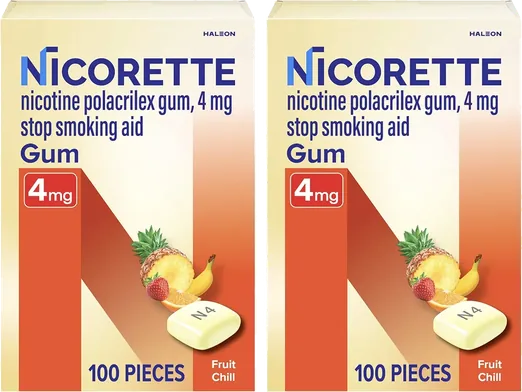 Nicorette Nicotine Gum 4mg, Fruit Chill (200 count)