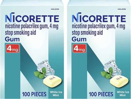 Nicorette Nicotine Gum 4mg, White Ice Mint (200 count)