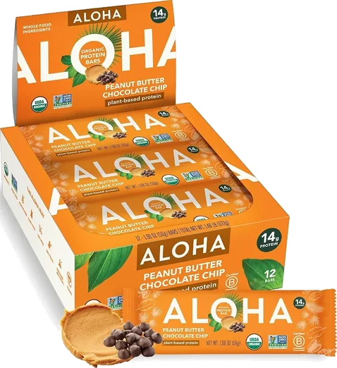ALOHA Peanut Butter Chocolate Chip Protein Bars (12 count)