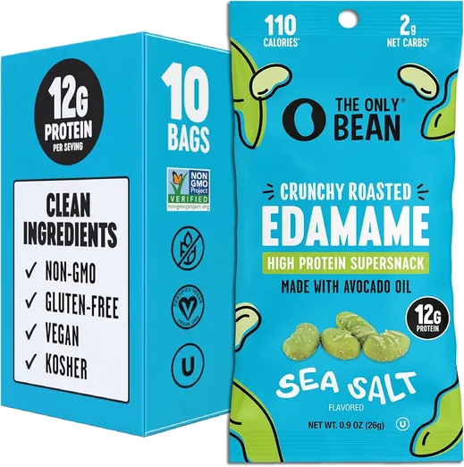 The Only Bean Sea Salt Roasted Edamame (10 pack)