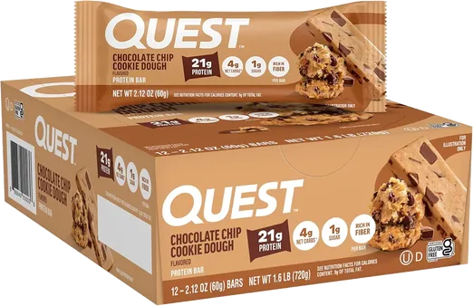 Quest Chocolate Chip Cookie Dough Protein Bars (12 count)