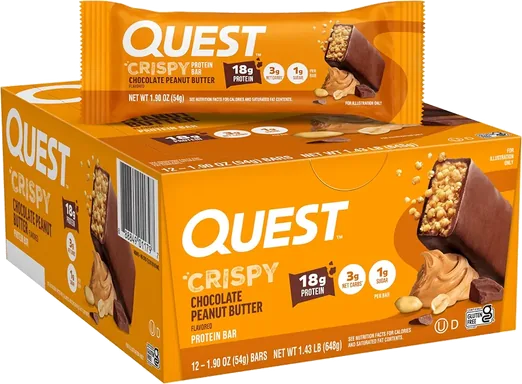Quest Chocolate Peanut Butter Crispy Protein Bars (12 count)