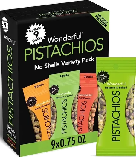 Wonderful Pistachios No-Shell Variety Pack (9 count)