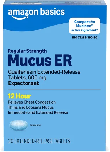 Amazon Basics Guaifenesin 600mg Tablets (20 count)