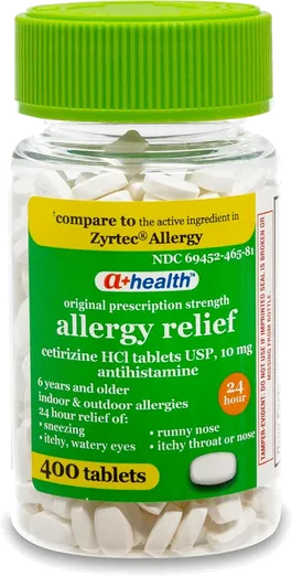 A+Health Cetirizine 10mg Allergy Tablets (400 count)