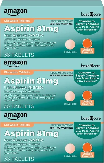 Amazon Basic Care Chewable Aspirin 81mg (108 count)