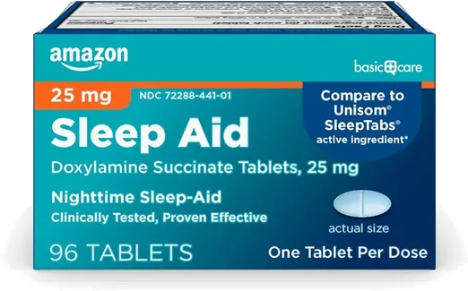 Amazon Basic Care Doxylamine 25mg Sleep Aid Tablets (96 count)