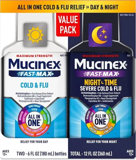 Mucinex Fast-Max Cold & Flu and Nightshift Liquids (2 pack)