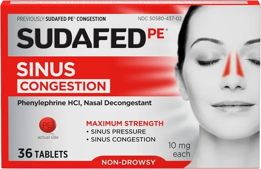 Sudafed PE Phenylephrine 10mg Tablets (36 count)