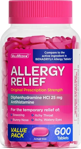 ValuMeds Diphenhydramine 25mg Tablets (600 count)