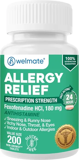WELMATE Fexofenadine 180mg Allergy Tablets (200 count)
