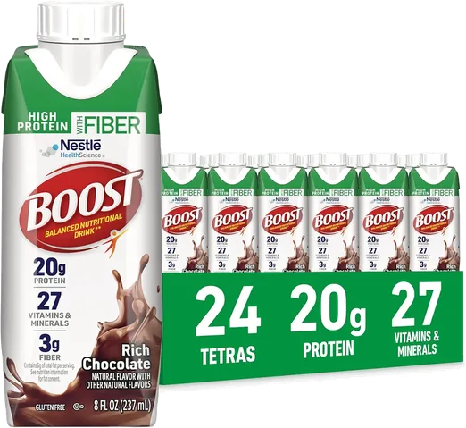 BOOST High Protein with Fiber Chocolate Shakes (24 pack)