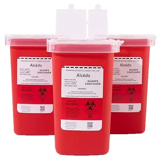 Alcedo Sharps Container for Home Use and Professional 1 Quart (3 pack)