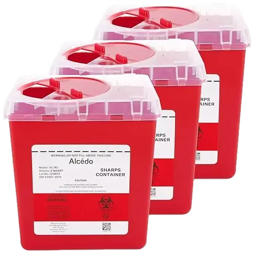 Alcedo Sharps Container for Home and Professional Use 2 Quart (3 pack)