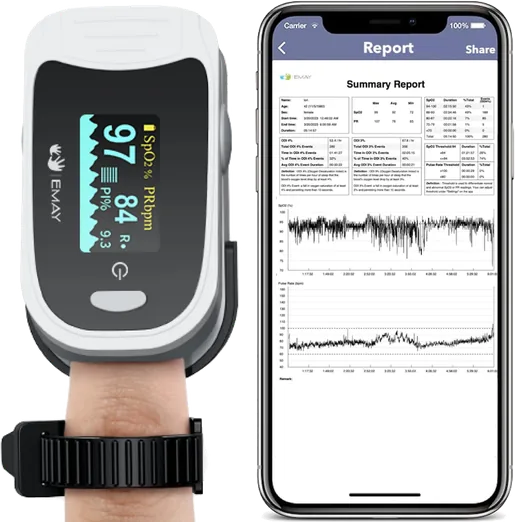 EMAY Overnight Oxygen and Pulse Monitor