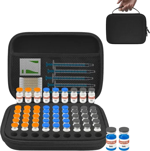 Peptide Organizer with Mesh Pocket (63 slots)