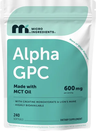 Micro Ingredients Alpha GPC 600mg with MCT Oil (240 softgels)