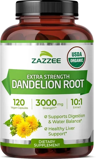 Zazzee Organic Dandelion Root 10:1 Extract (120 capsules)