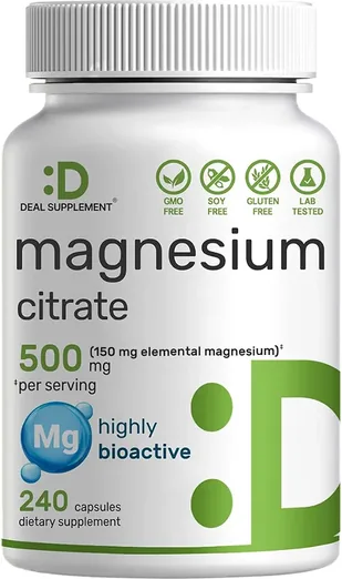 Deal Supplement Magnesium Citrate 500mg (240 capsules)
