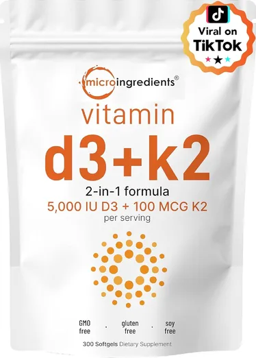 Micro Ingredients Vitamin D3 + K2 MK-7 (300 softgels)