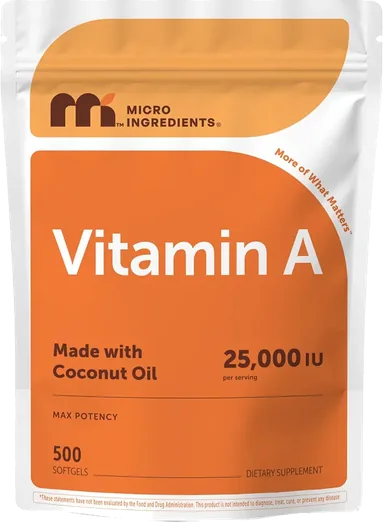 Micro Ingredients Vitamin A 25,000 IU (500 softgels)