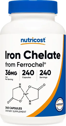 Nutricost Ferrochel Iron 36mg (240 capsules)