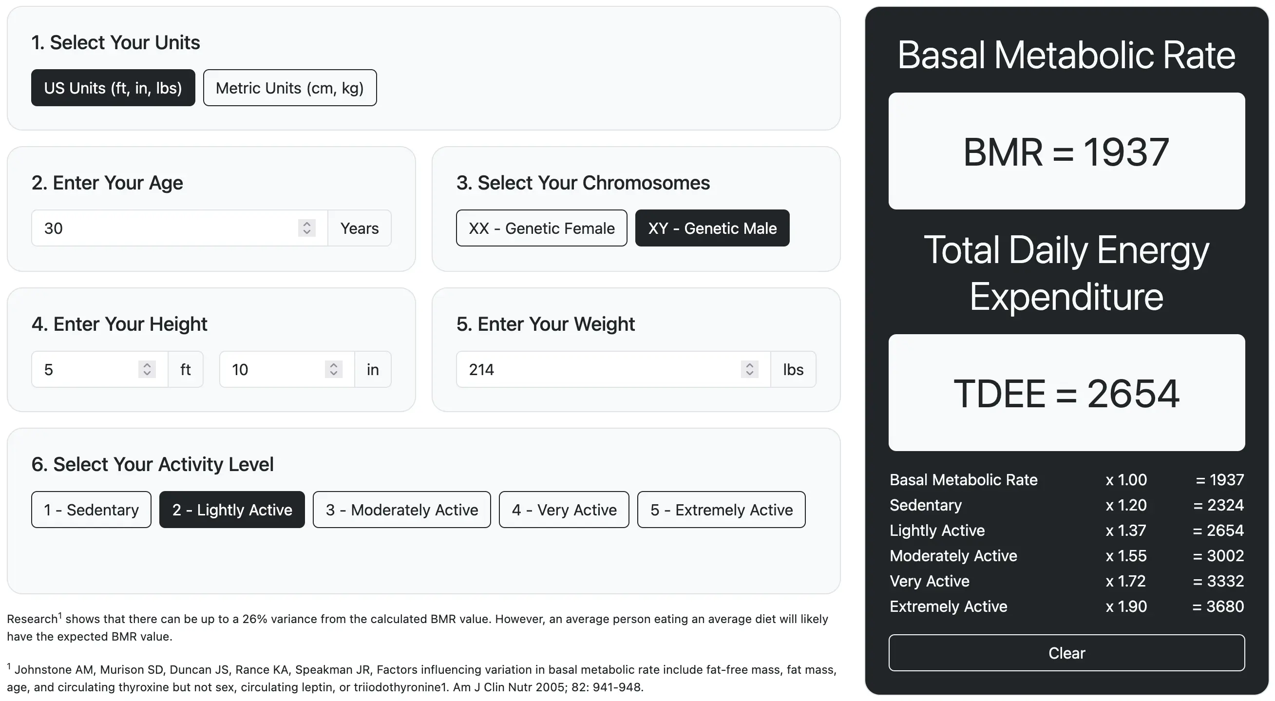 Basal Metabolic Rate